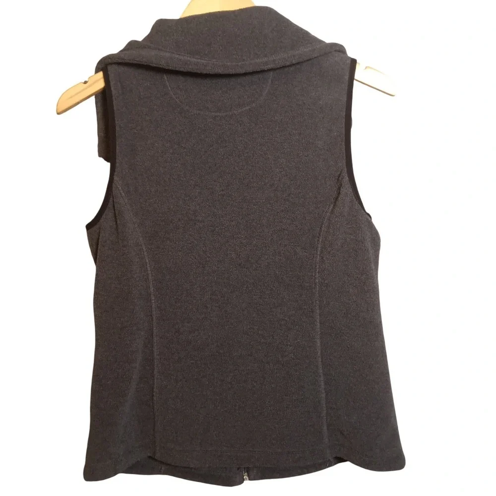 Calvin Klein Performance Women's M Gray Fleece Zip Vest Pockets Headphone Access